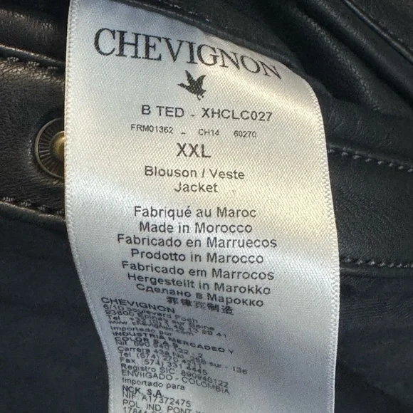 Brand New Never Worn Chevignon Teddy Cuir B-Ted Homme Marine Soft Leather Jacket - Picture 12 of 13